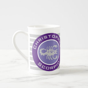 Scorpio Zodiac Star Sign mit Name des Eigentümers Porzellantasse