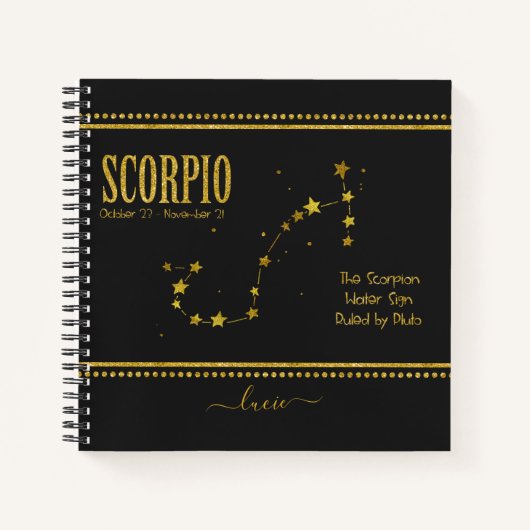 Scorpio Zodiac Star Sign Notebook Notizblock (Vorderseite)