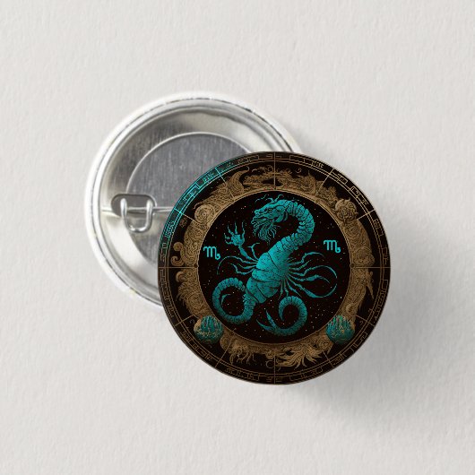 Scorpio Zodiac Star Signatur Button (Vorne & Hinten)