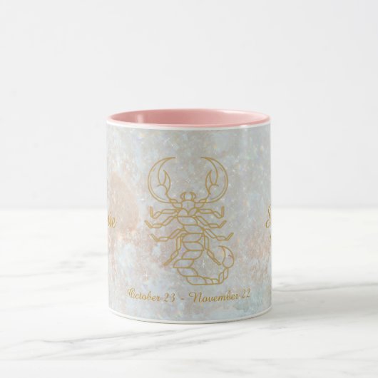 Scorpio Zodiac Star Zeichengalaxie Monogramm Glitz Tasse (Zentrum)
