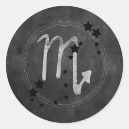 Scorpio zodiac Sternbild schwarze Sterne Runder Aufkleber