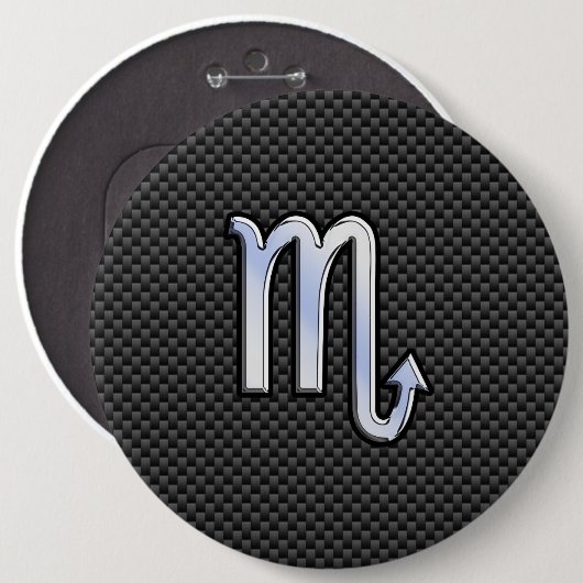 Scorpio Zodiac Symbol auf Carbon Fibre Print Button (Vorne & Hinten)