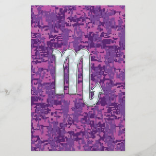 Scorpio Zodiac-Symbol auf der rosa-digitalen Camou Briefpapier