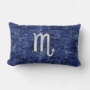 Scorpio Zodiac-Symbol auf Navy Blue-Camouflage Lendenkissen