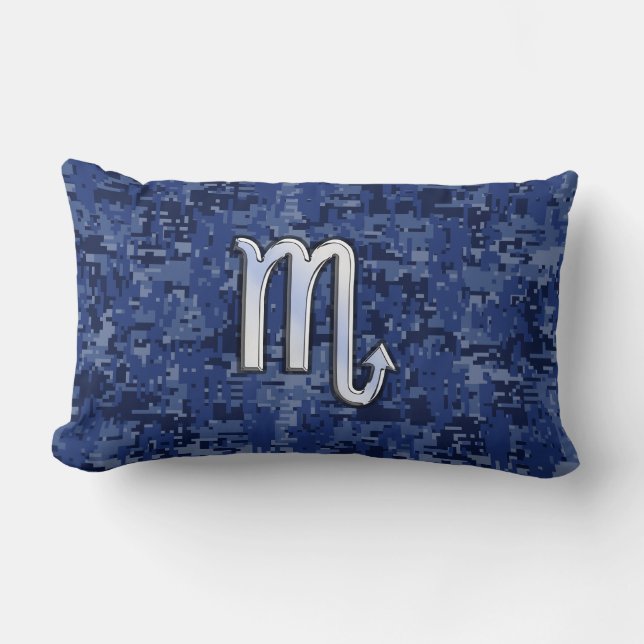 Scorpio Zodiac-Symbol auf Navy Blue-Camouflage Lendenkissen (Vorderseite)