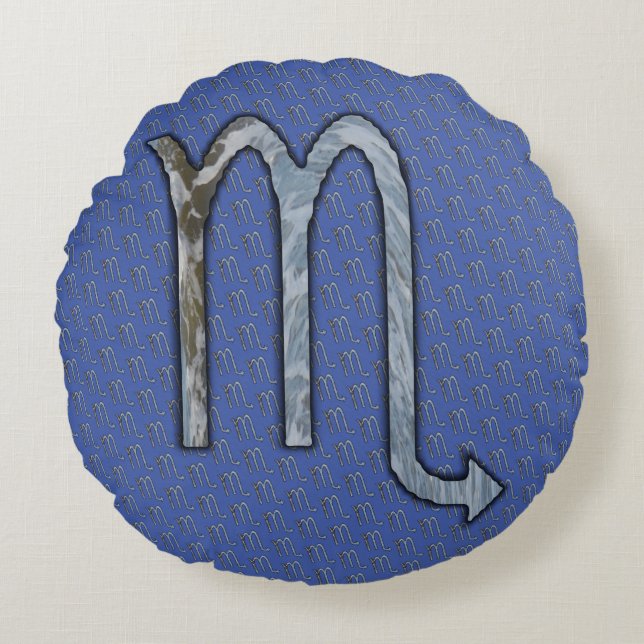 Scorpio Zodiac Symbol Element von Kenneth Yoncich Rundes Kissen (Vorderseite)
