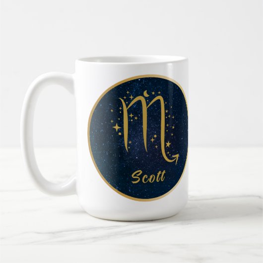 Scorpio zodiac Symbol goldene Sterne Nacht persona Kaffeetasse (Links)