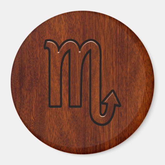 Scorpio Zodiac-Symbol im Mahogany-Stil Magnet (Vorne)
