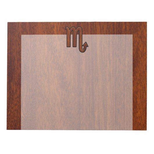 Scorpio Zodiac-Symbol im Mahogany-Stil Notizblock (Vorderseite)