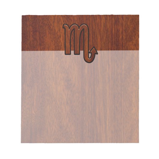 Scorpio Zodiac-Symbol im Mahogany-Stil Notizblock (Vorderseite)
