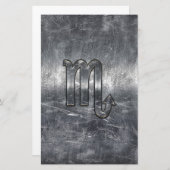 Scorpio Zodiac Symbol in Grunge Metallic Style Briefpapier (Vorne/Hinten)