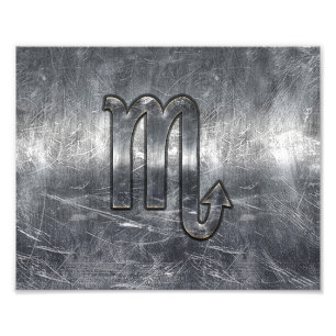 Scorpio Zodiac Symbol in Grunge Metallic Style Fotodruck