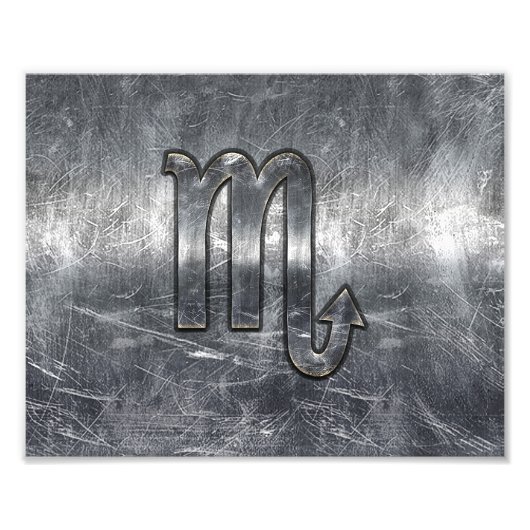 Scorpio Zodiac Symbol in Grunge Metallic Style Fotodruck (Vorne)