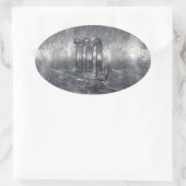 Scorpio Zodiac Symbol in Grunge Metallic Style Ovaler Aufkleber (Tasche)