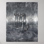 Scorpio Zodiac Symbol in Grunge Metallic Style Poster (Vorne)