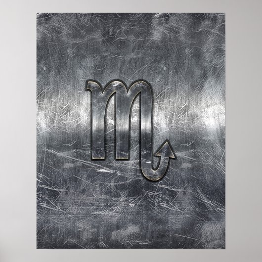 Scorpio Zodiac Symbol in Grunge Metallic Style Poster (Vorne)