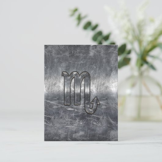 Scorpio Zodiac Symbol in Grunge Metallic Style Postkarte (Stehend Vorderseite)