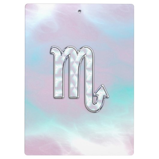 Scorpio Zodiac Symbol in Mutter Perlenstil Klemmbrett (Rückseite)