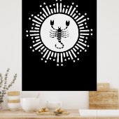 Scorpio Zodiac-Symbol mit Radiant-Sternexplosion Poster (Küche)