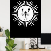 Scorpio Zodiac-Symbol mit Radiant-Sternexplosion Poster (Heimbüro)