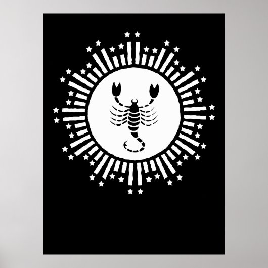 Scorpio Zodiac-Symbol mit Radiant-Sternexplosion Poster (Vorne)