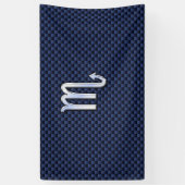 Scorpio Zodiac Symbol Navy Blue Carbon Fibre Style Banner (Vertikal)