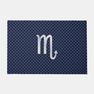 Scorpio Zodiac Symbol Navy Blue Carbon Fibre Style Fußmatte