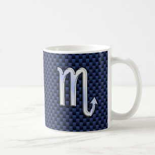 Scorpio Zodiac Symbol Navy Blue Carbon Fibre Style Kaffeetasse