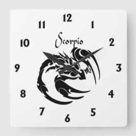 Scorpio Zodiac Symbol und Zeichen Quadratische Wanduhr