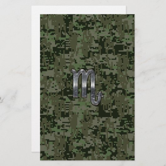 Scorpio Zodiac Symbol Woodland Digitale Camouflage Briefpapier (Vorne/Hinten)