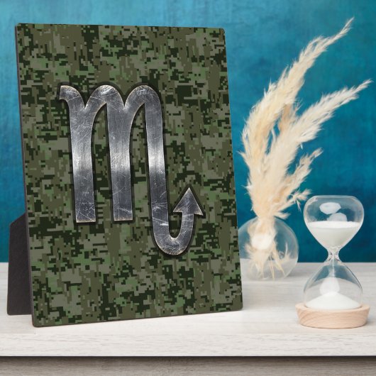 Scorpio Zodiac Symbol Woodland Digitale Camouflage Fotoplatte (Seite)