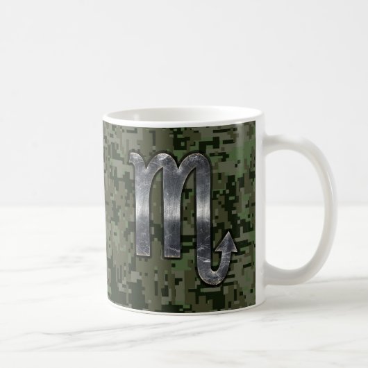 Scorpio Zodiac Symbol Woodland Digitale Camouflage Kaffeetasse (Rechts)