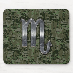 Scorpio Zodiac Symbol Woodland Digitale Camouflage Mousepad
