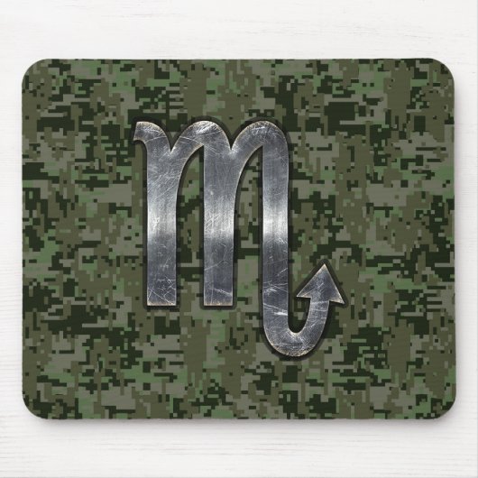 Scorpio Zodiac Symbol Woodland Digitale Camouflage Mousepad (Vorne)