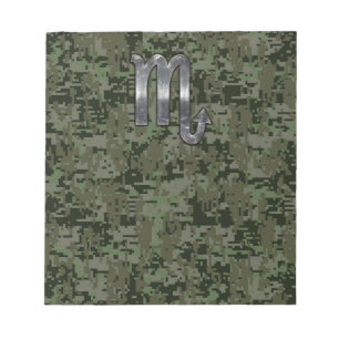 Scorpio Zodiac Symbol Woodland Digitale Camouflage Notizblock