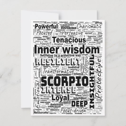 Scorpio Zodiac Word Cloud Inspiration Flachkarte (Vorderseite)