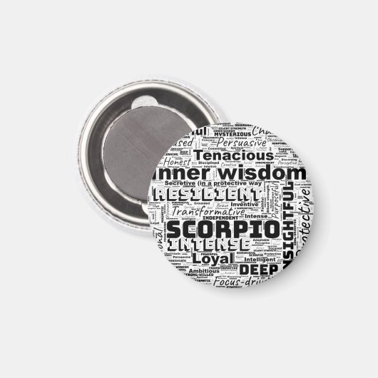 Scorpio Zodiac Word Cloud Inspiration Magnet (Vorderseite/Rückseite)