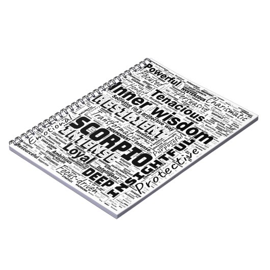Scorpio Zodiac Word Cloud Inspiration Notebook Notizblock (Linke Seite)