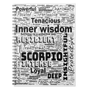 Scorpio Zodiac Word Cloud Inspiration Notebook Notizblock