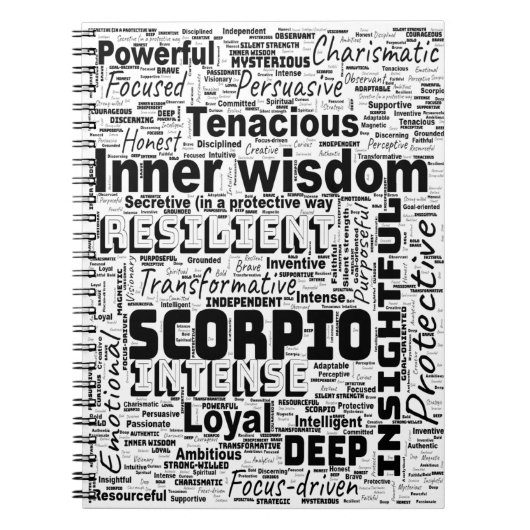 Scorpio Zodiac Word Cloud Inspiration Notizblock (Vorderseite)