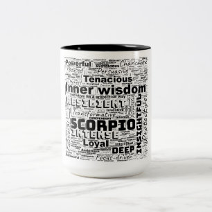 Scorpio Zodiac Word Cloud Inspiration Zweifarbige Tasse