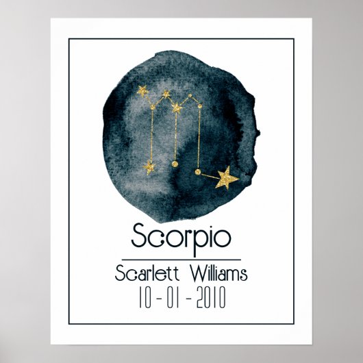 Scorpio Zodiac Zeichen: Individuelle Name & Geburt Poster (Vorne)