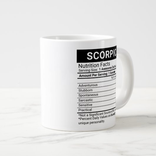Scorpio Zodiac-Zeichen mit nährstoffreichen Fakten Jumbo-Tasse (Vorderseite Rechts)