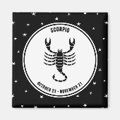 Scorpio Zodiac Zeichen, Schwarz & Weiß Magnet (Vorne)