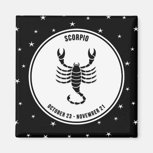 Scorpio Zodiac Zeichen, Schwarz & Weiß Magnet (Vorne)
