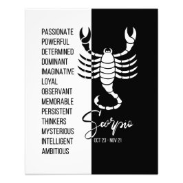 Scorpio Zodiac-Zeichen, Schwarz-Weiß-Poster Fotodruck