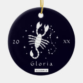 Scorpio Zodiac-Zeichen Symbol Name & Jahr Keramik Ornament (Vorne)