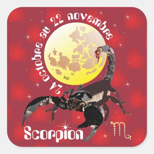 Scorpion 24 octobre au 22 novembre Autocollant Quadratischer Aufkleber (Vorderseite)