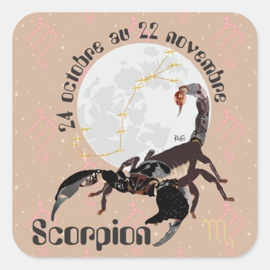 Scorpion 24 octobre au 22 novembre Autocollant Quadratischer Aufkleber (Vorderseite)