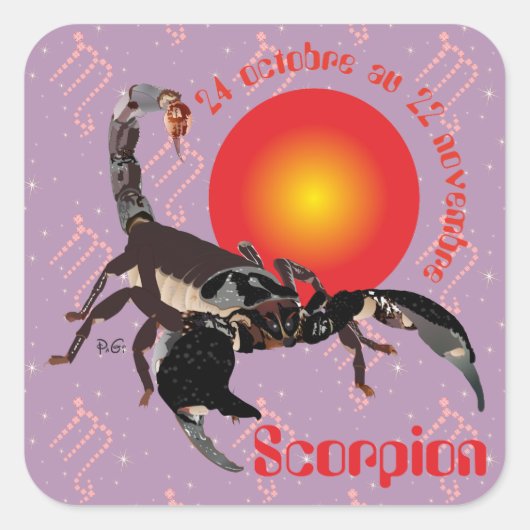 Scorpion 24 octobre au 22 novembre Autocollant Quadratischer Aufkleber (Vorderseite)